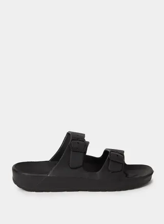 Double Strap Buckle Detail Slides