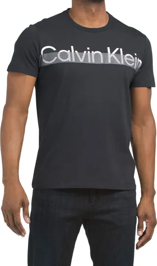 Short Sleeve Two Tone Logo Crew Neck Tee