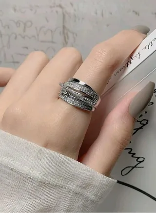 Trendy Silver Plated Ring For Women One Size 