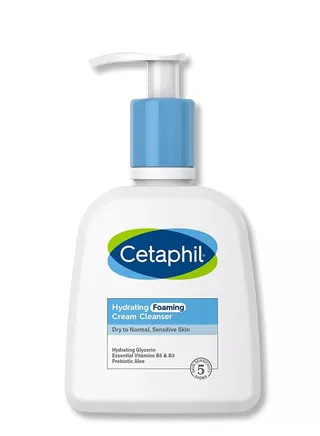 Cetaphil Cream to Foam Facial Wash, Moisturizing Foaming Cream Cleanser, 8 oz, For Normal to Dry, Sensitive Skin, with Soothing Prebiotic Aloe Vera, Hypoallergenic, Fragrance Free (Packaging May Vary) 
