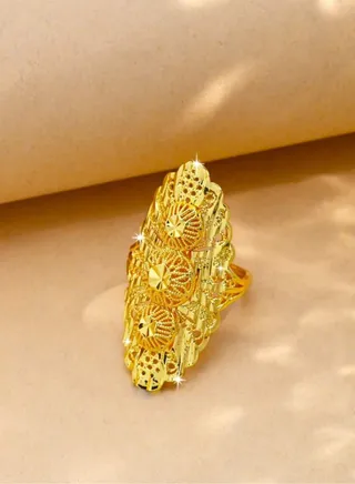 Elegant 21k Gold Plated Ring For Women One Size 