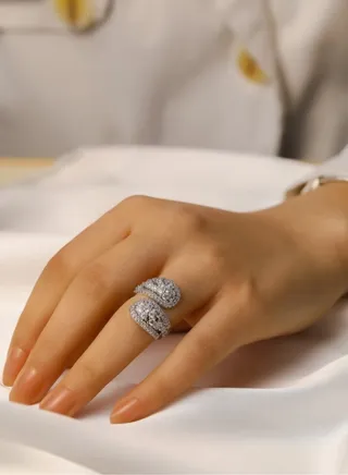 Luxury & Elegant Silver Plated Ring For Women Cubic Zirconia One Size 