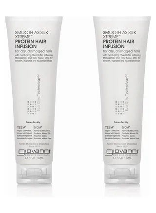 Giovanni Smooth as Silk Extreme Protein Conditioner, 5.1 oz., Deep Conditioning and Soothing Hair Treatment, Revitalizes Coarse and Over-Processed Hair, Paraben Free (Pack of 2) 