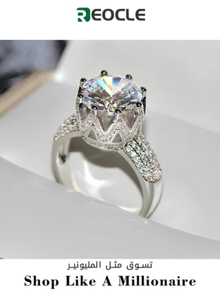 Women's Zircon Ring Solitaire Wedding Engagement Proposal Statement Ring with Round Cut Diamond Best Jewelry Gifts for Marriage Anniversary & Birthday 