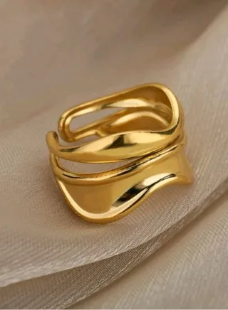 Trendy Stainless Steel Gold Plated Ring For Women One Size 