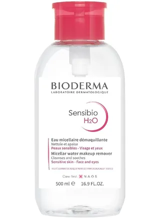 Bioderma Sensibio H2O Micellar Water for Sensitive Skin, Face and Eyes, 500 ml with pump bottle 