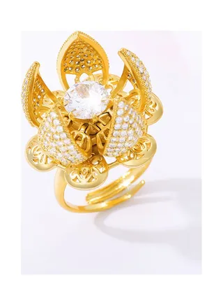 Rotatable Flower Shape  Opening Ring 