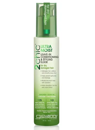 Giovanni Elixir Styling Ultra Hydrating Moisturizer by 2 Chic - Smoothes Frizz and Prevents Splits, for Dry and Damaged Hair, with Avocado and Olive Oil, Enriched with Aloe Vera and Shea Butter - 4 oz 