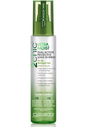 Giovanni Ultra Moisturizing Dual Action Leave-In Protective Spray, 4 oz - Protects against Heat Styling Breakage, Avocado & Olive Oil, Aloe Vera & Shea Butter, Botanical Extracts, Paraben Free, 