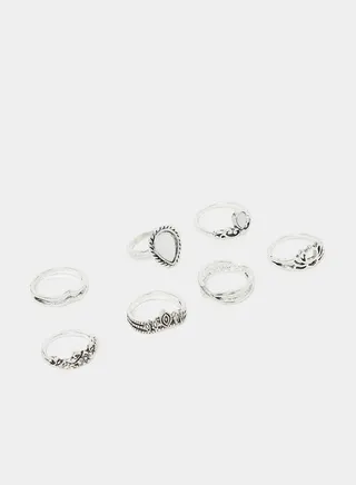 Set of 7 - Textured Rings