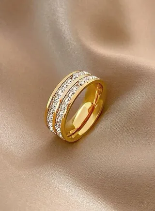 18k Gold Plated Stainless Steel Ring For Women Size 7 