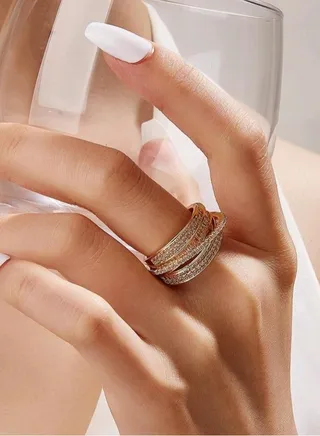 Trendy Gold Plated Ring For Women One Size 
