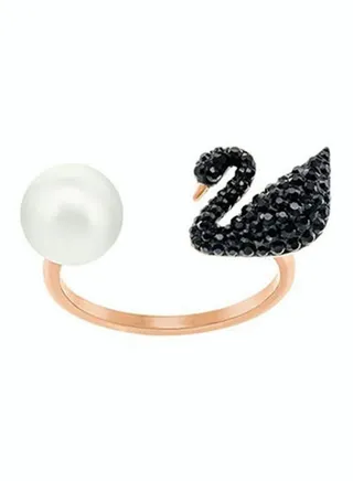 SWAROVSKl Iconic Swan and Pearl Ring 