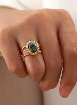 Trendy Stainless Steel Gold Plated Ring For Women One Size 