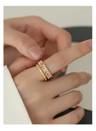Trendy Gold Plated Ring For Women One Size 