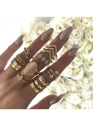 13 Pcs Gold Vintage Knuckle Rings Set for Women Girls, Boho Dainty Stackable Midi Finger Rings, Snake Butterfly Signet Fashion Ring Pack Jewelry Gifts 