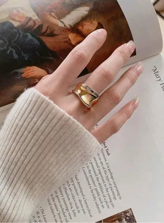 Trendy Gold  And Silver Plated Ring For Women One Size 