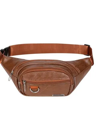 Leather Large Pack Crossbody Sling Backpack Waterproof Hip Belt Bag Waist Bag By Maximize Wear Genuine Waist Pouch Travel Haj Umrah - Dark Brown 