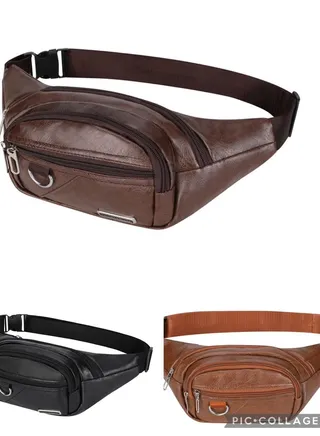 Leather Large Pack Crossbody Sling Backpack Waterproof Hip Belt Bag Waist Bag By Maximize Wear Genuine Waist Pouch Travel Haj Umrah Combo 3pcs set 