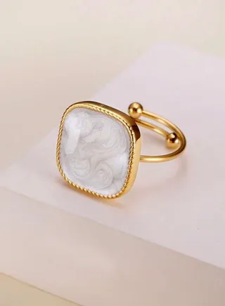 Trendy Stainless Steel Gold Plated Ring For Women One Size 