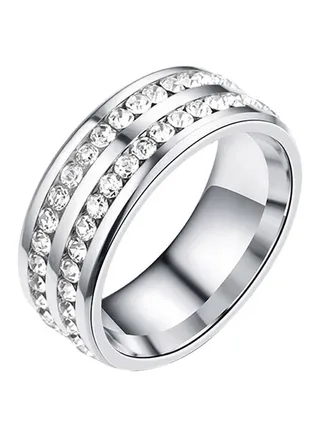 Stainless Steel Stone Studded Weight Loss Ring 