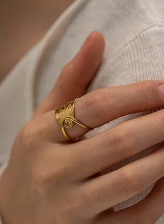 Stainless Steel Gold Plated Ring For Women One Size 
