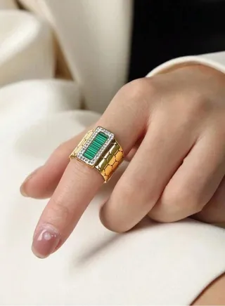 18k Gold Plated Stainless Steel Ring For Women Size 8 