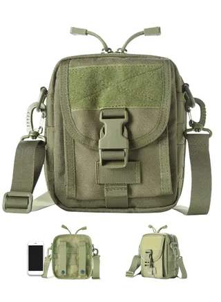 Tactical Waist Bag Military Pack, Waterproof Utility Belt with Safety Carabiner, Suitable for Hiking Mountaineering&Camping &Riding&Fishing&Shooting(Green) 