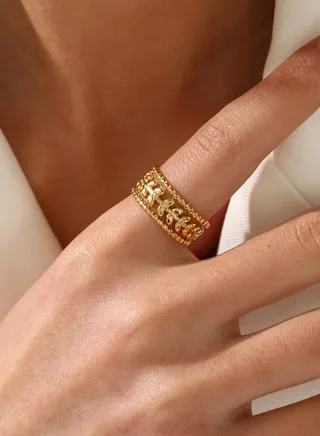 18k Gold Plated Stainless Steel Ring For Women 