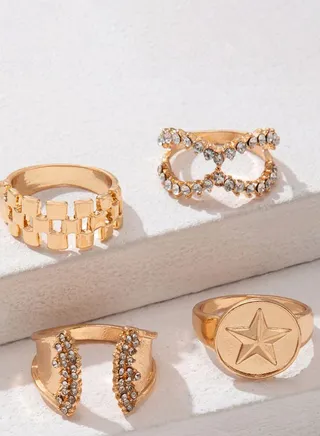 Set of 4 - Textured Assorted Rings