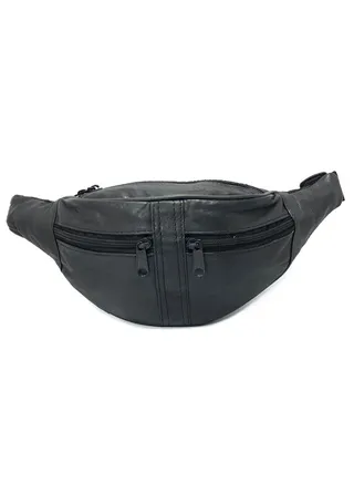 Focus Genuine Leather Waist Pouch Travel Haj Umrah PCH-110 (Black) by Milano Leather 