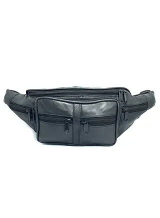 Focus Genuine Leather Waist Pouch Travel Haj Umrah PCH-113 (Black) by Milano Leather 
