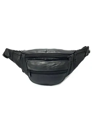 Focus Genuine Leather Waist Pouch Travel Haj Umrah PCH-112 (Black) by Milano Leather 