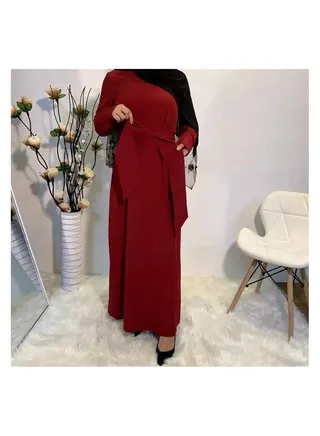 Silk Smooth Fabric Muslim Belt Robe 