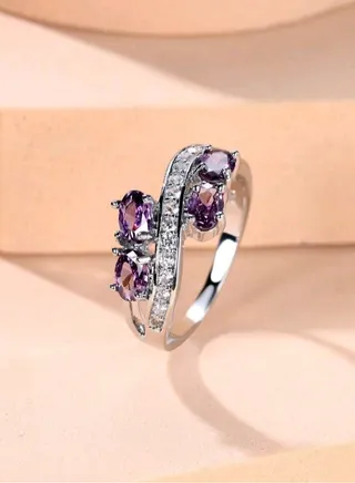 Trendy Silver Plated Ring For Women Size 8 