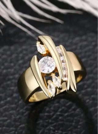 Trendy Gold Plated Ring For Women Size 6 