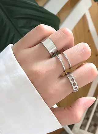 3-Pieces Fashion Style Rings for Woman Silver Color 
