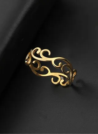 Stainless Steel 18k Gold Plated Ring For Women Size 7 
