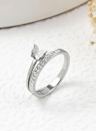 Elegant Silver Stainless Steel Ring For Women Size 7 