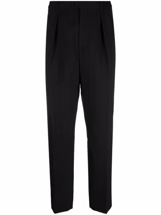 Striped Straight-Leg Silk Trousers