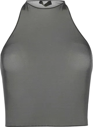 Oséree Halterneck Stretched Mesh Top