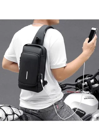 Men's Sling Bag Chest Shoulder Backpack Pack Cross Body Pouch Travel Sport Black 