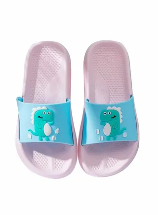 Boys Girls Slide Sandals Cute Dinosaur Beach Slippers Kids Lightweight Summer House Slipper Shoes Non-Slip for Shower Pool (1-1.5 Big Kid) 