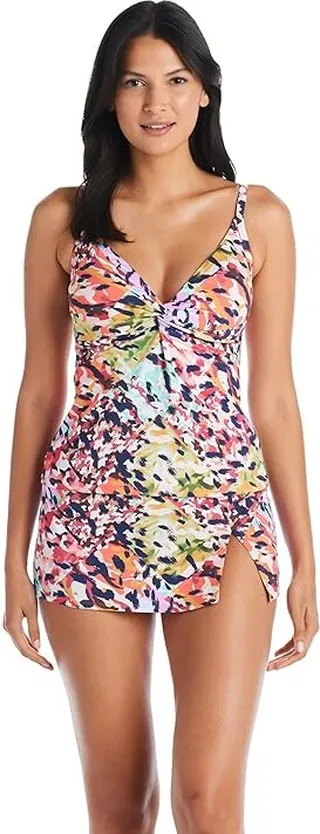 Bleu Rod Beattie Party Animal Twist Over-the-Shoulder D-Cup Tankini Top (Multi) Women's Swimwear