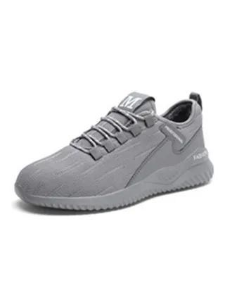 Winter Plush Korean Fashion Flying Mesh Detail Running Shoes Grey 