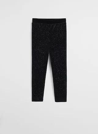 Glitter Polka-dots Velvet Leggings Black 