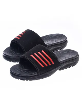 Kids unisex anti-slip slide sliders Black/Black/Red 