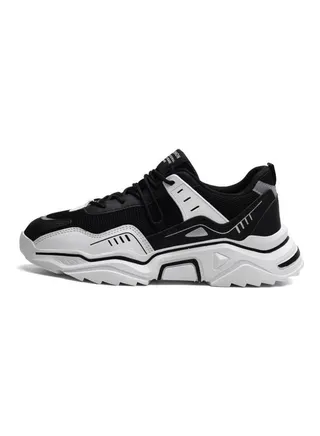 Casual Board Breathable Trendy Dad Mesh Detail Running Shoes Black 