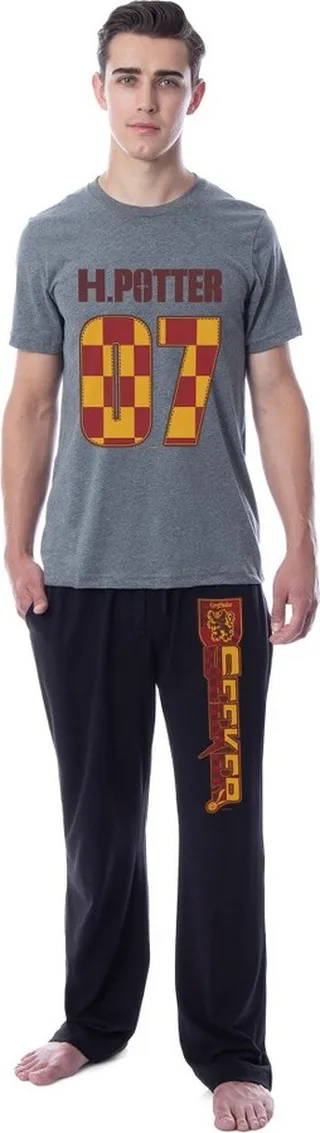 Harry Potter Mens' Gryffindor Seeker Quidditch 07 Sleep Pajama Set (XX-Large) Multicolored