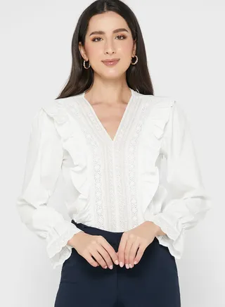 Frill Detail Cuff Sleeve Blouse